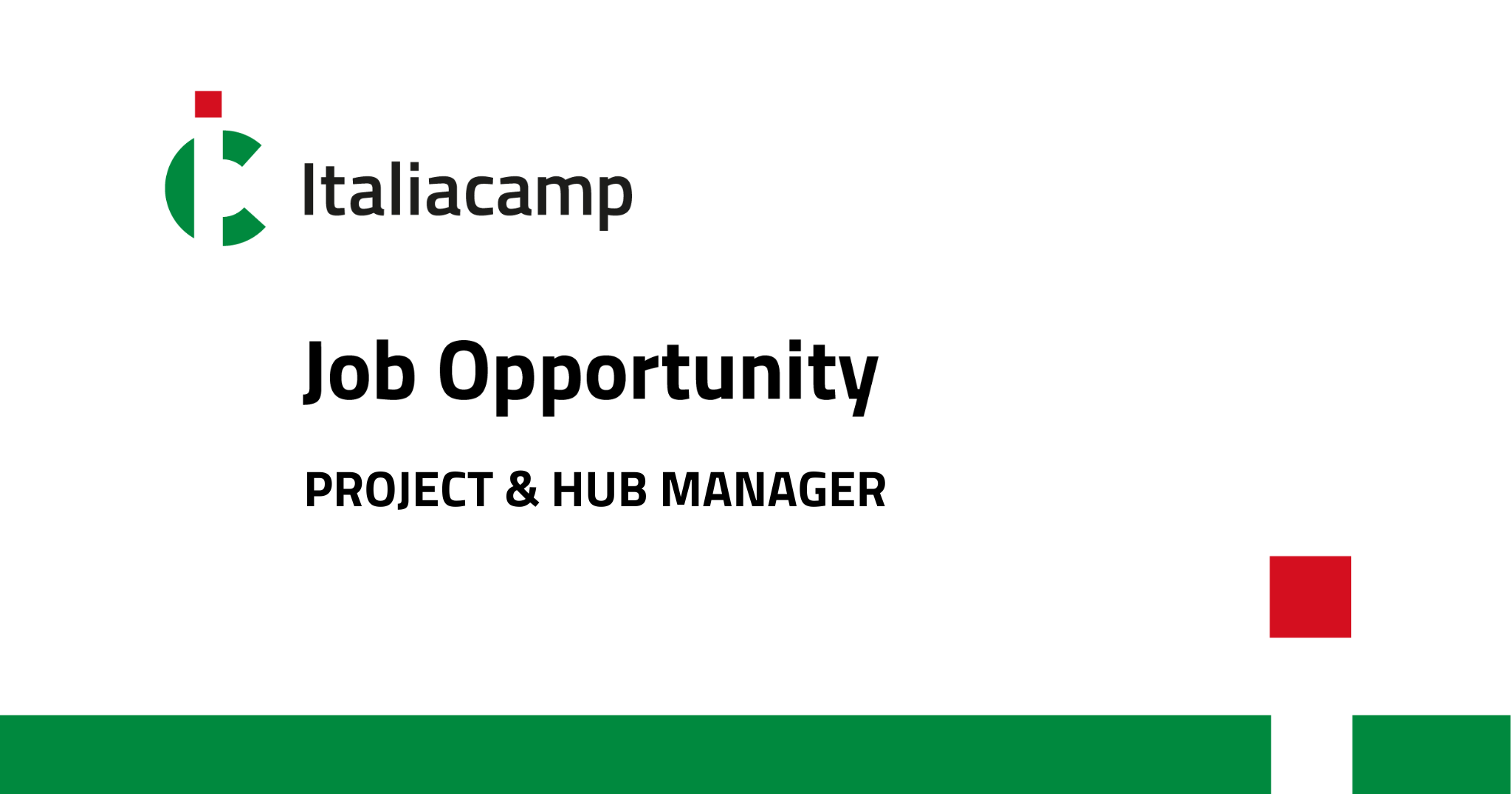 job opportunity italiacamp-project and hub manager roma